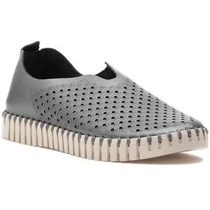 Ilse Jacobsen Metallic Gray Slip On Shoes